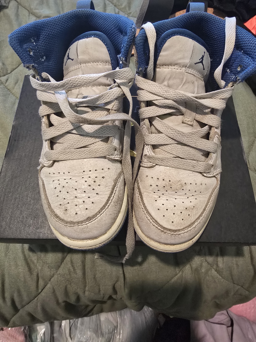 Jordan Kids Low-Top Sneakers in Light Gray and Blue Interior